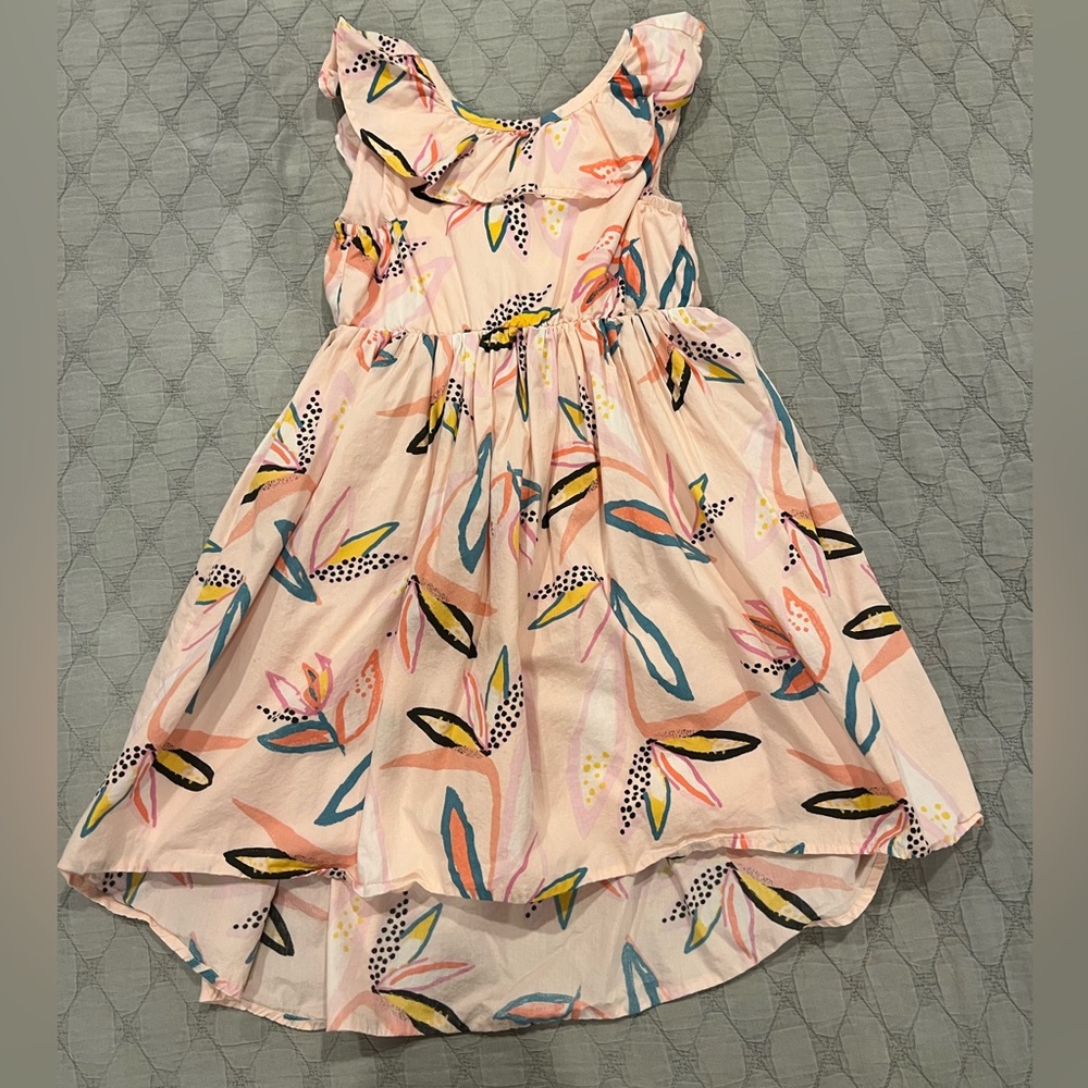 Floral High Low Kids Dress with ruffle color by Tea- Multicolor